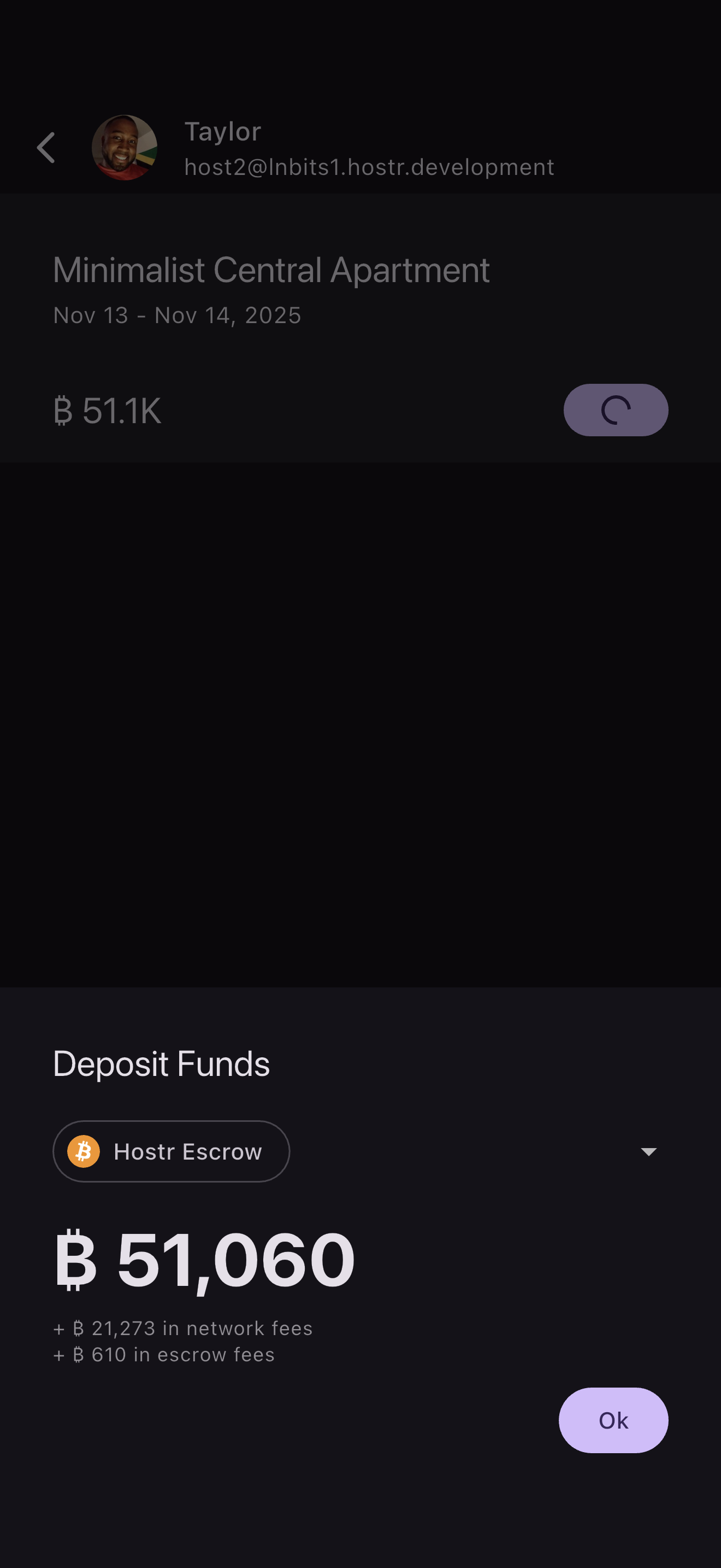 Hostr Bitcoin payment